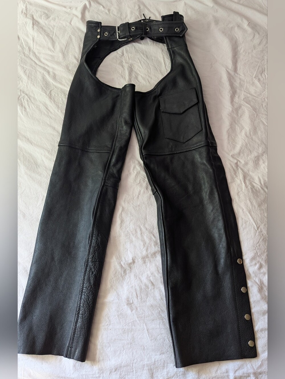 USA Bikers Dream Apparel Motorcycle Chaps Women's Small Black Leather